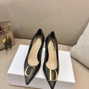 Dior Elegant Black Heels with Gold Accents